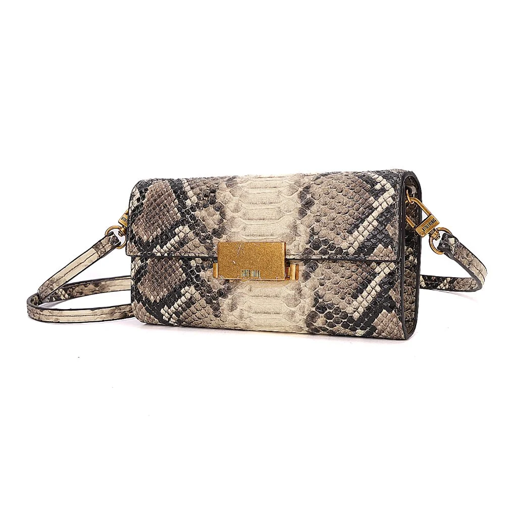 Bolsa Carteira Pequena Estampa Animal Print Cobra Alça Transversal - vista 3 de 7