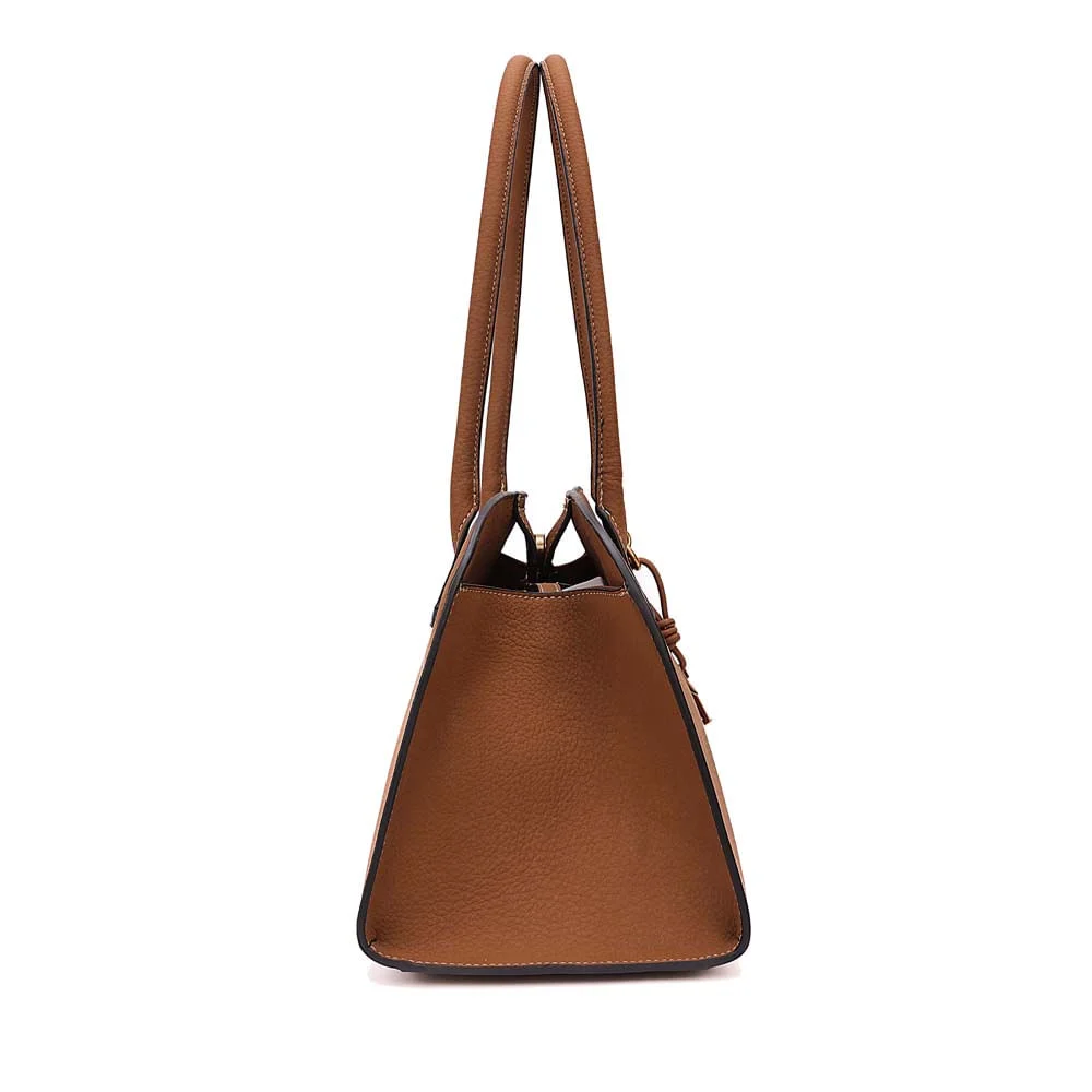 Bolsa Nobuck Estruturada Marrom Alça Longa - vista 4 de 7