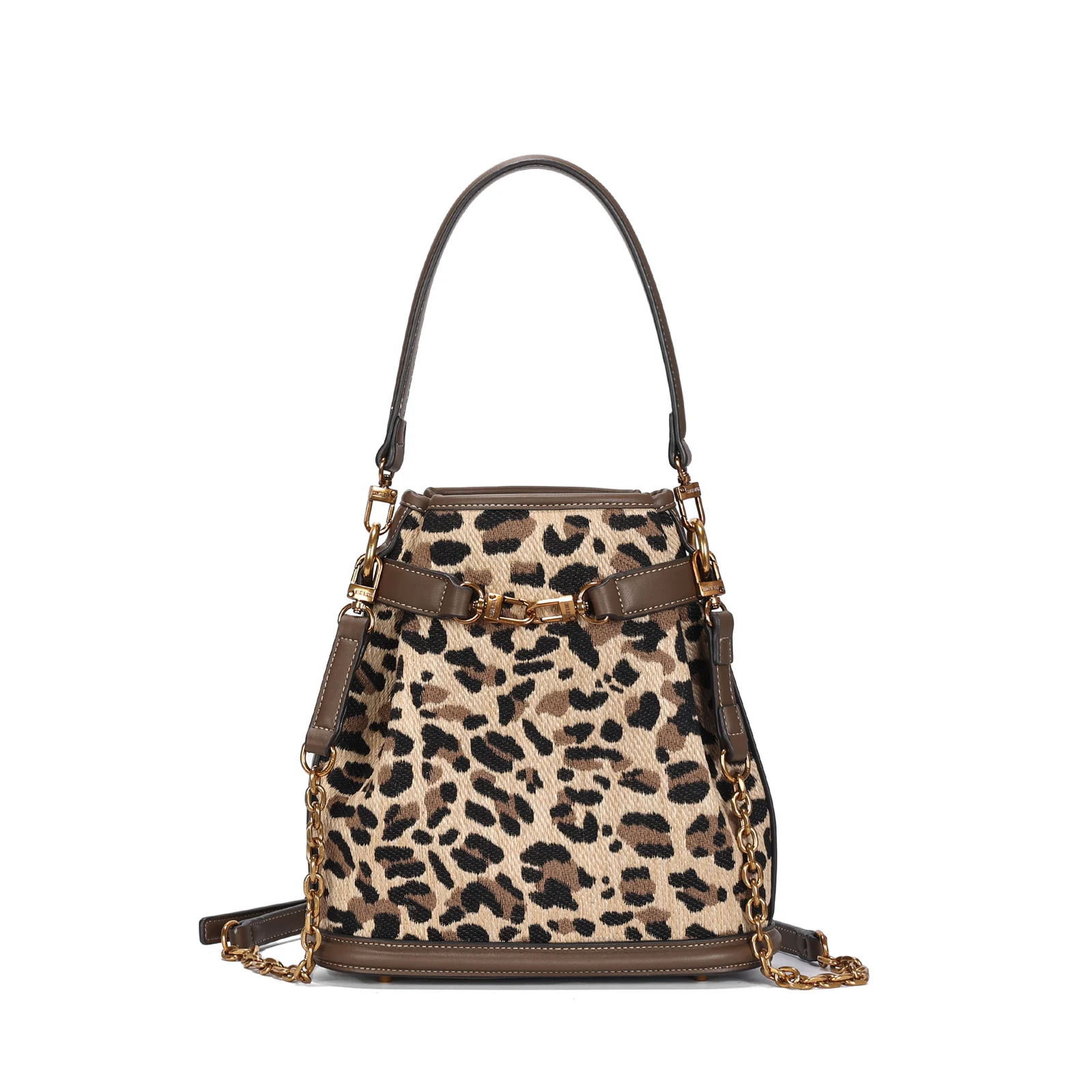 Bolsa Bucket Tramado Onça Animal Print Alça Corrente - vista 2 de 4