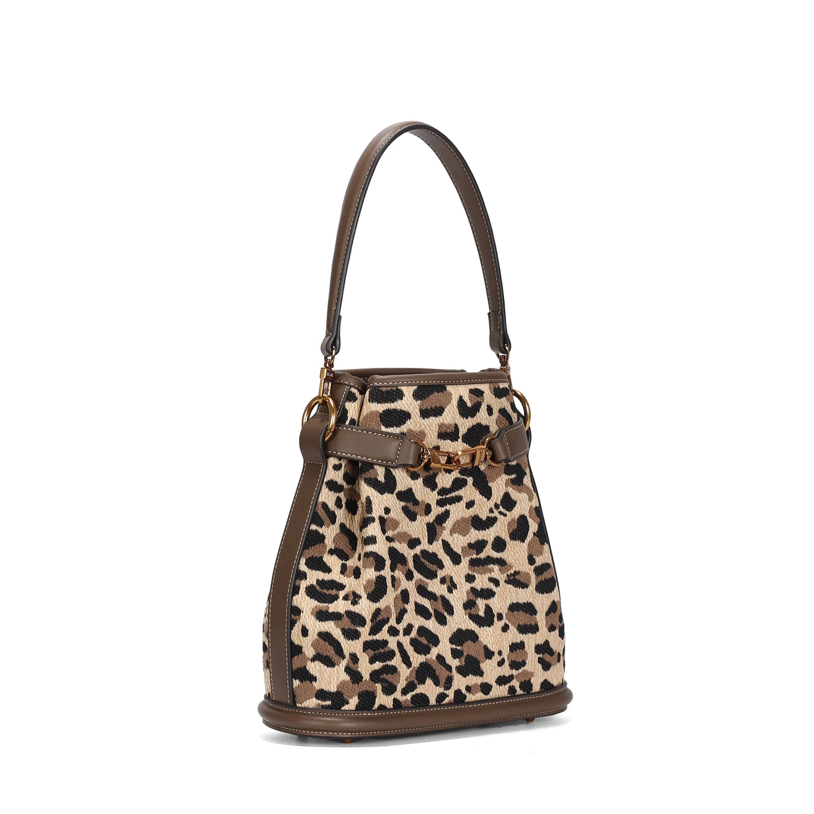 Bolsa Bucket Tramado Onça Animal Print Alça Corrente - vista 3 de 4