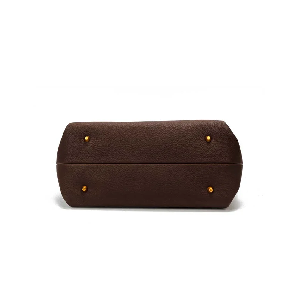 Bolsa Shopper Grande Nobuck Marrom Dark Pespontos - vista 4 de 6