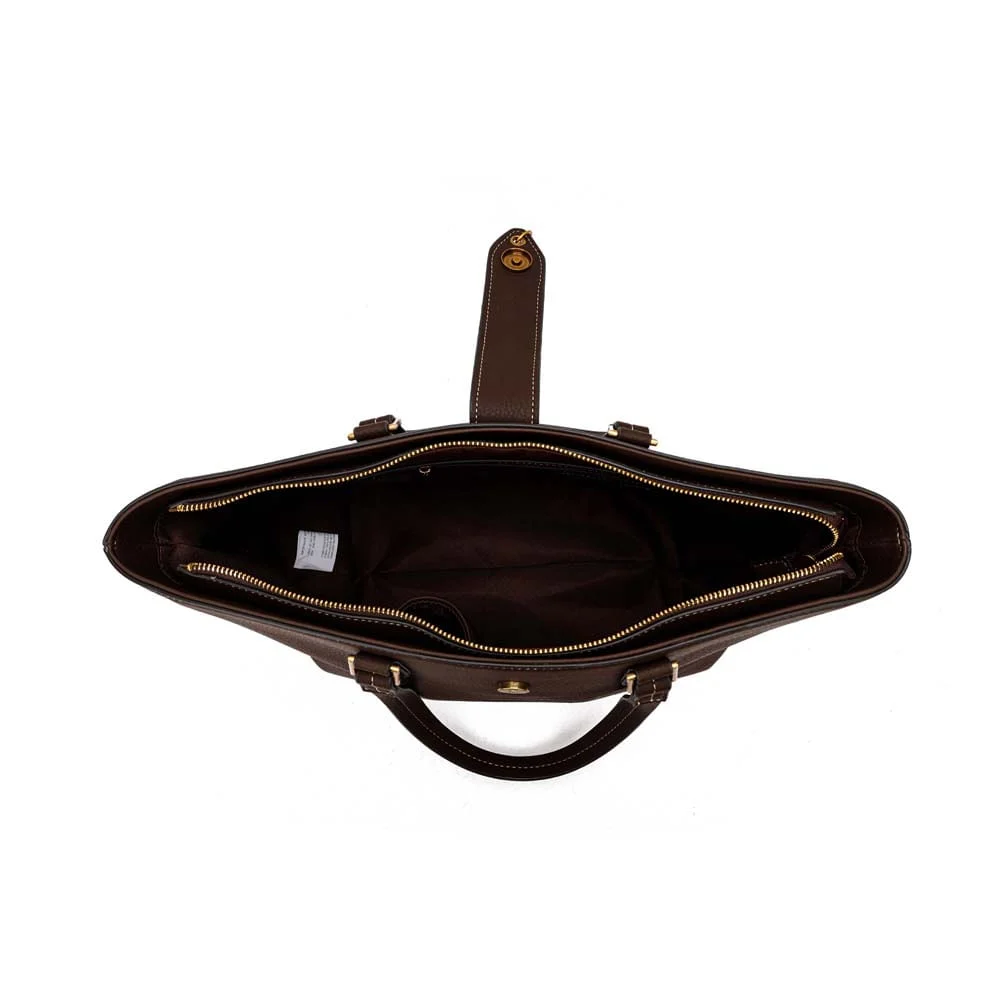 Bolsa Shopper Grande Nobuck Marrom Dark Pespontos - vista 5 de 6