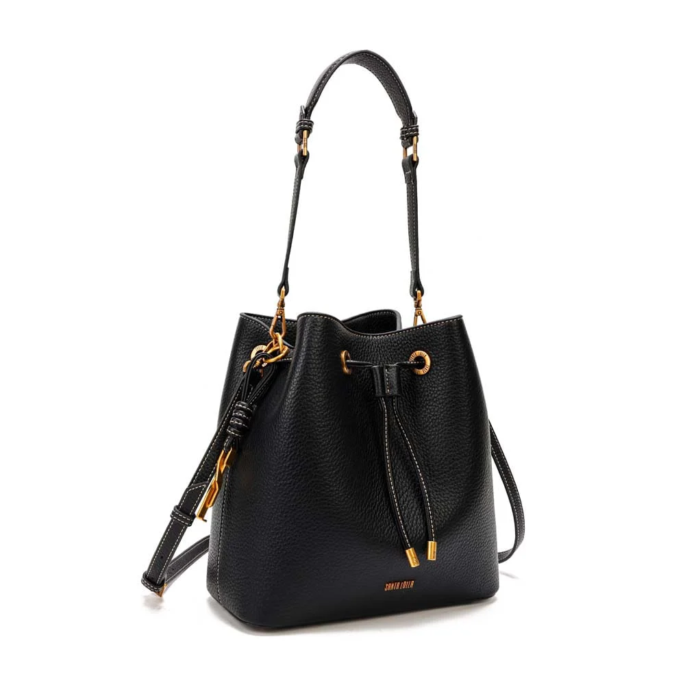 Bolsa Bucket Média Floater Preto Pespontos - vista 2 de 7