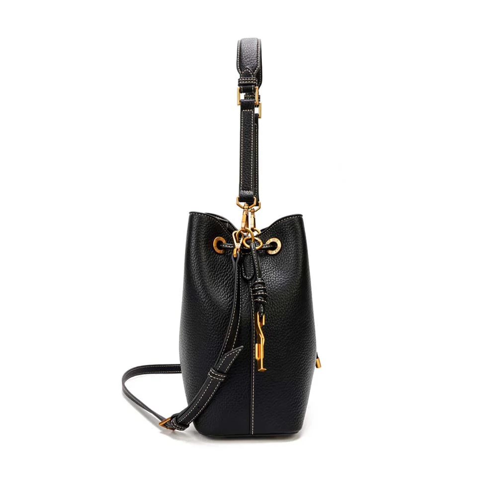 Bolsa Bucket Média Floater Preto Pespontos - vista 4 de 7