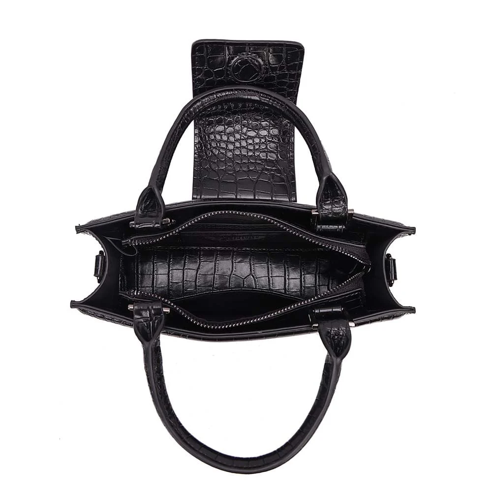 Bolsa Estruturada Croco Preto Alça Corrente - vista 6 de 6