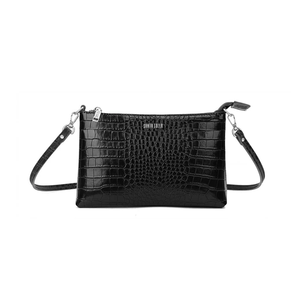 Bolsa Clutch Pequena Croco Preto Transversal - vista 1 de 1