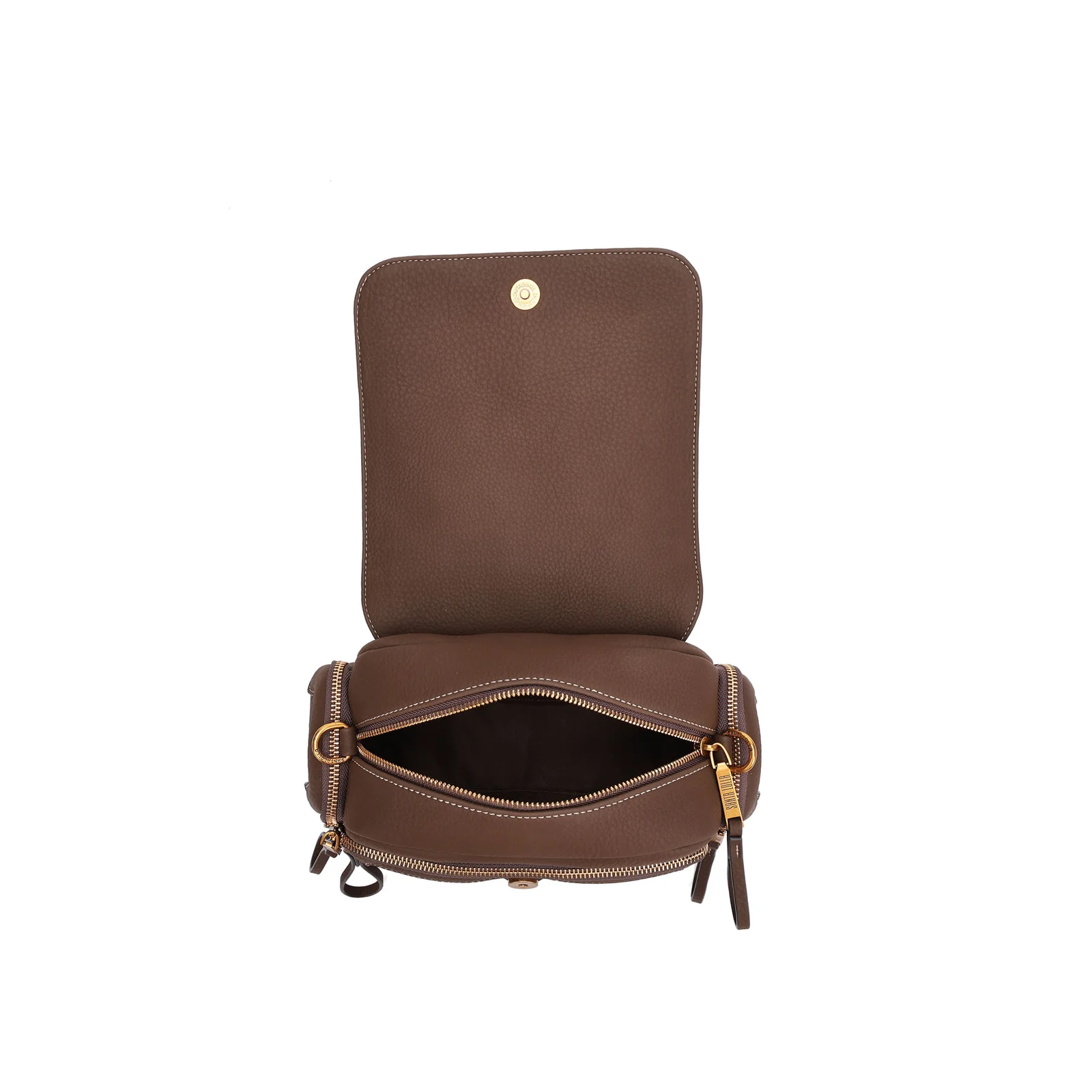Bolsa Média Estruturada Nobuck Transversal Marrom Cocoa - vista 5 de 5