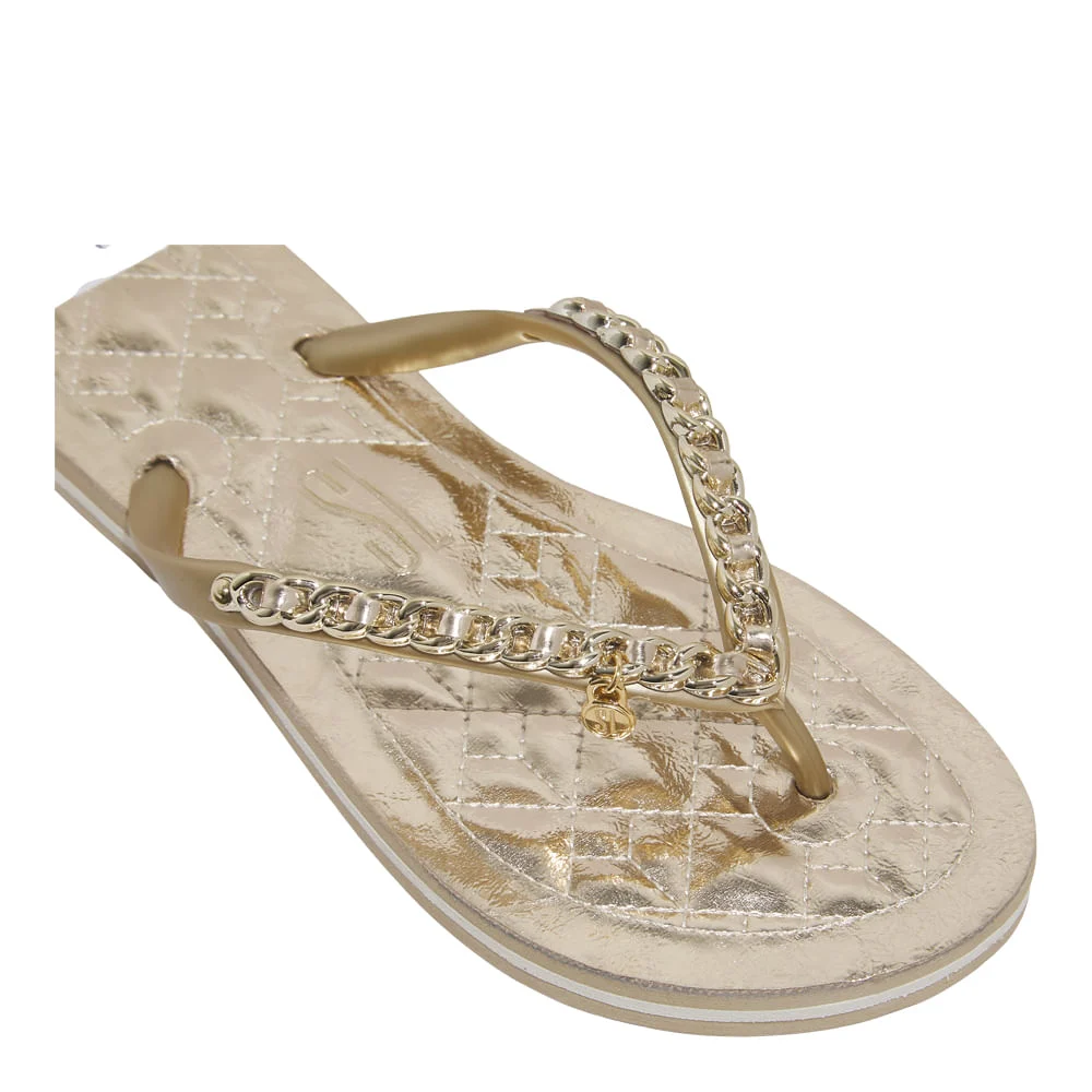 Chinelo Flip Flop Metalizado Corrente Ouro - vista 5 de 6