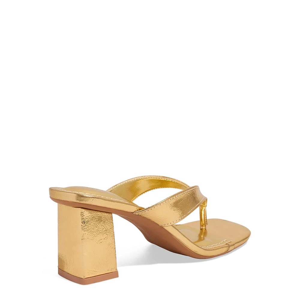 Mule Metalizado Reflexo Salto Grosso Dourado - vista 3 de 3