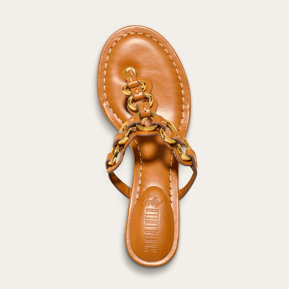Mule Thong Metal Napa Gy Caramelo Safari Salto Fino - vista 2 de 3