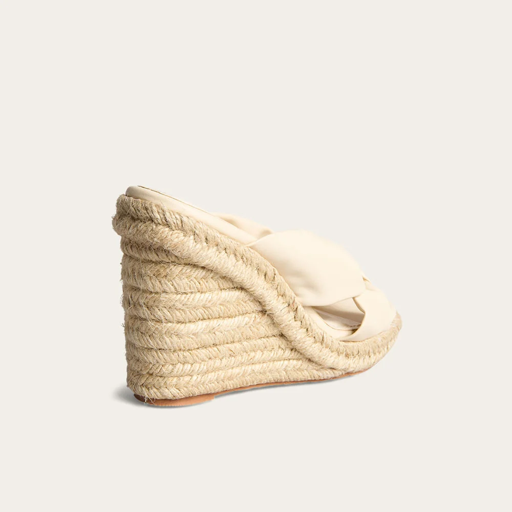 Tamanco Mule Espadrille Anabela Napa Soft Bege Angelical - vista 2 de 4