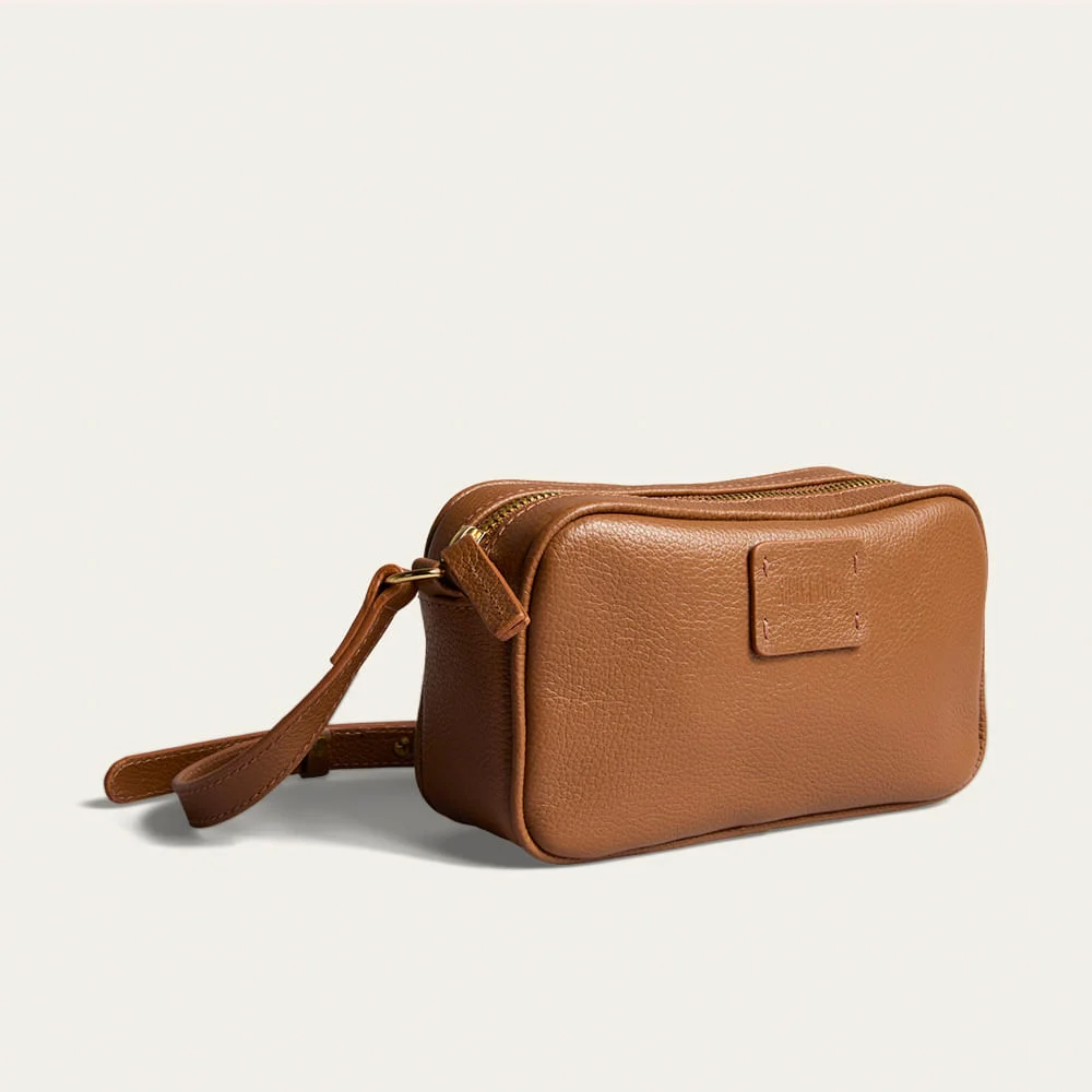 Bolsa Pequena Couro Floater Transversal Marrom Safari - vista 2 de 3