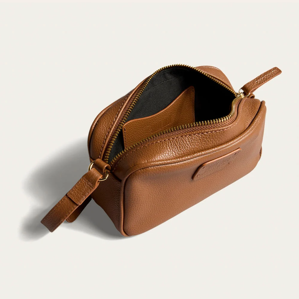 Bolsa Pequena Couro Floater Transversal Marrom Safari - vista 3 de 3