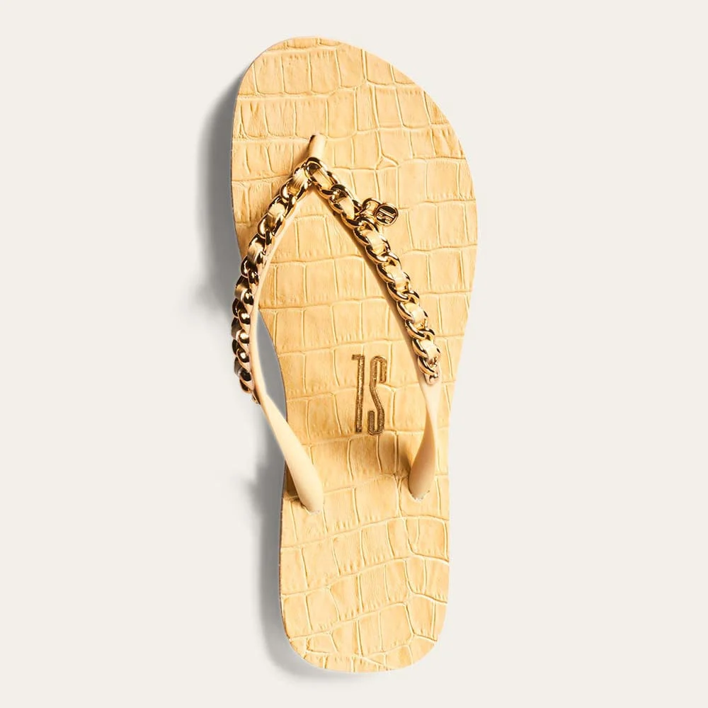 Chinelo Flip Flop Borracha Corrente Amarelo Buttercream - vista 3 de 3