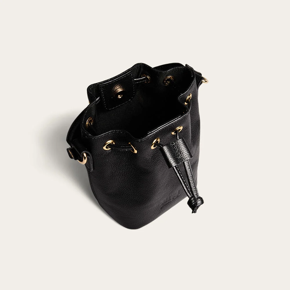 Bolsa Bucket Pequena Couro Floater Preta - vista 3 de 3