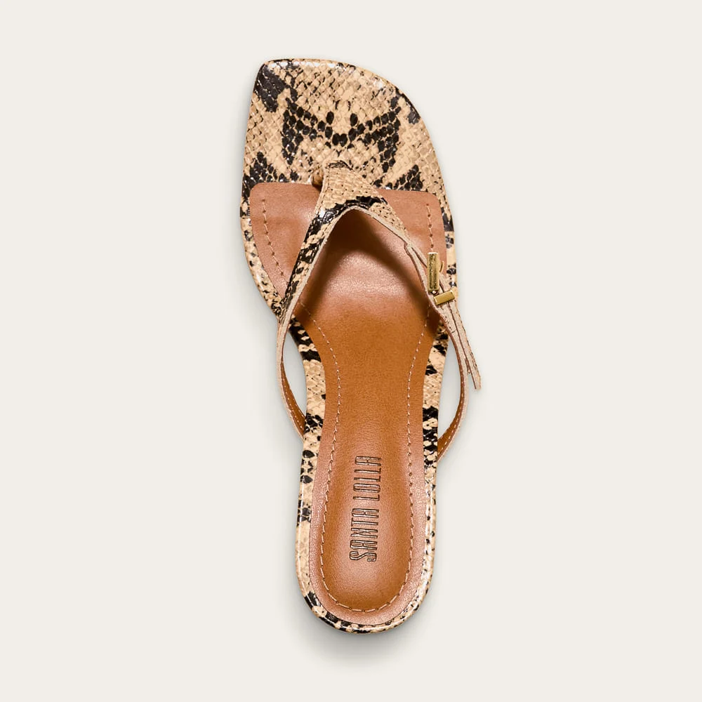 Tamanco Mule De Dedo Couro Bico Quadrado Salto Grosso Animal Print Onça - vista 3 de 3