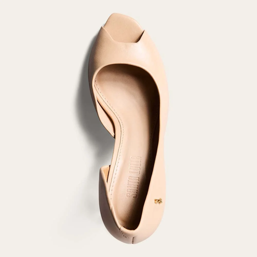 Peep Toe Couro Pelica Soft Salto Fino Bege Areia - vista 4 de 4