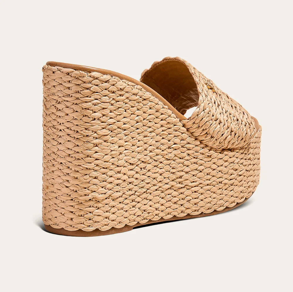 Tamanco Espadrille Anabela Tramado Bege Natural - vista 2 de 3
