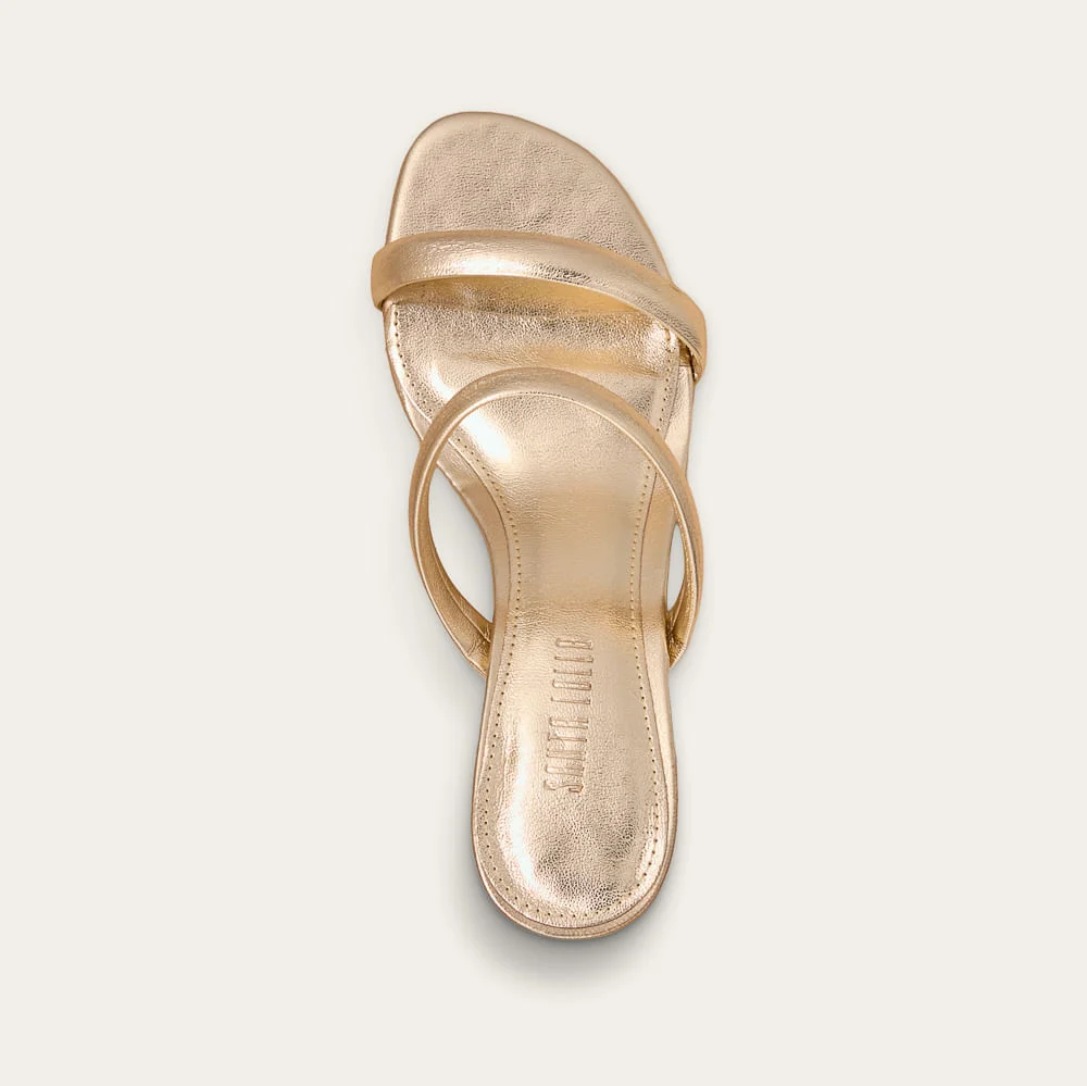 Tamanco Mule Metalizado Soft Salto Lâmina Dourado - vista 3 de 3