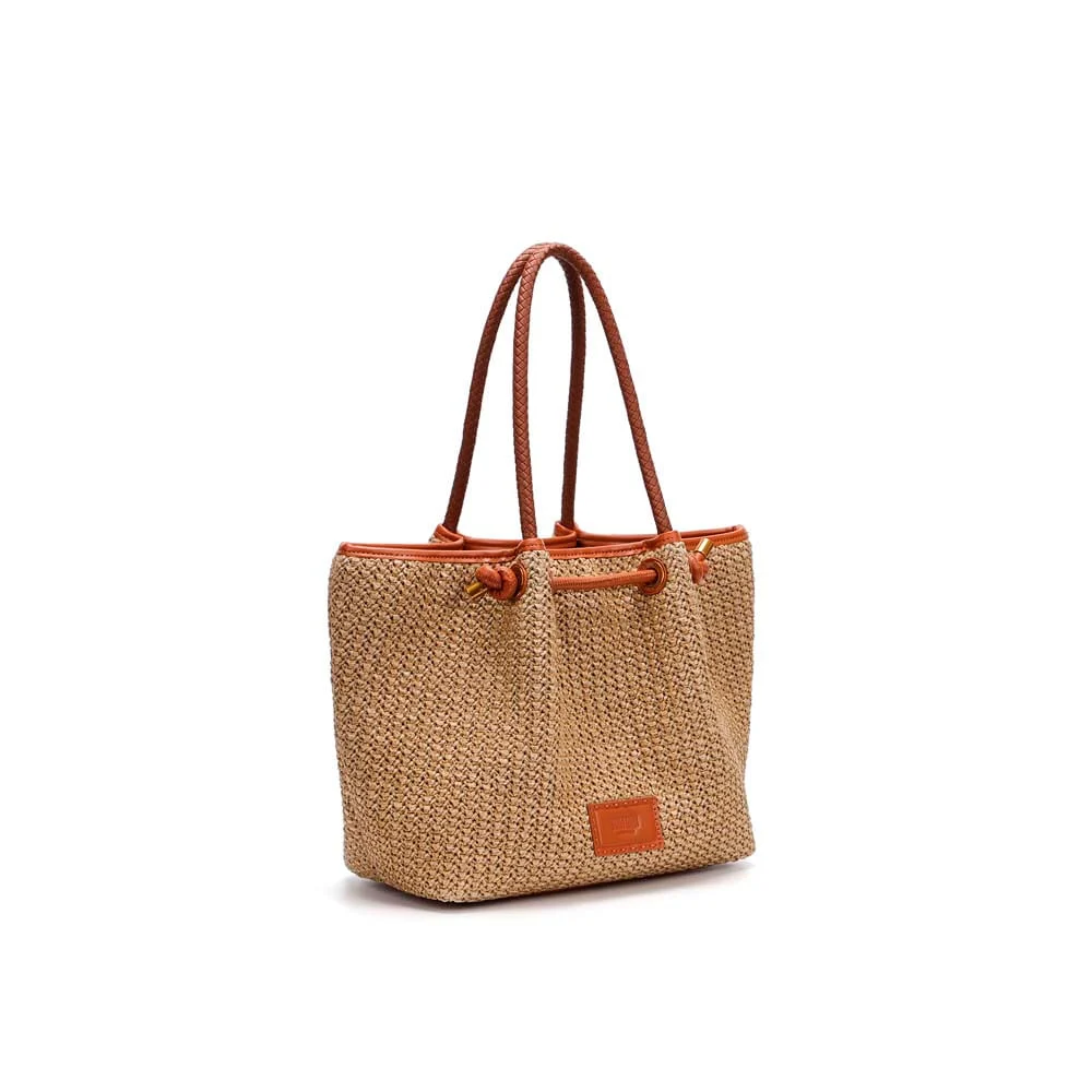 Bolsa Shopper Tramado Alça de Ombro Marrom Terracota - vista 2 de 5