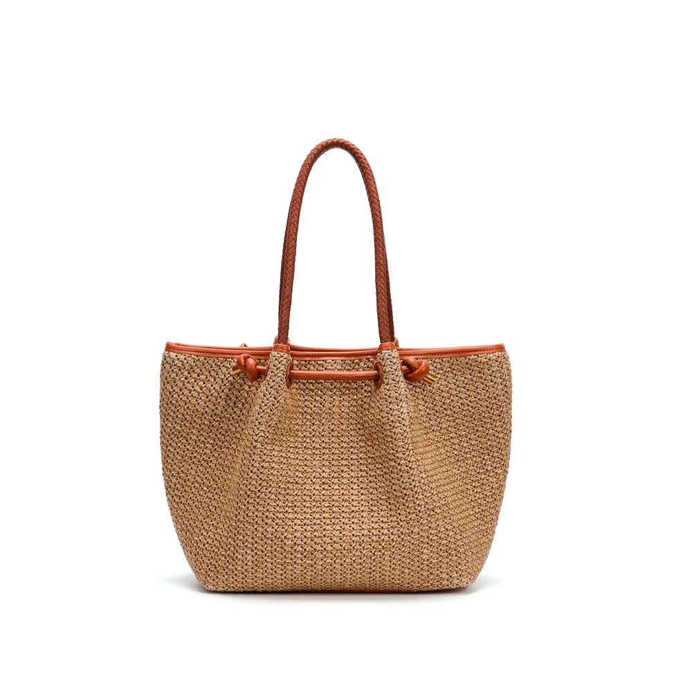 Bolsa Shopper Tramado Alça de Ombro Marrom Terracota - vista 3 de 5