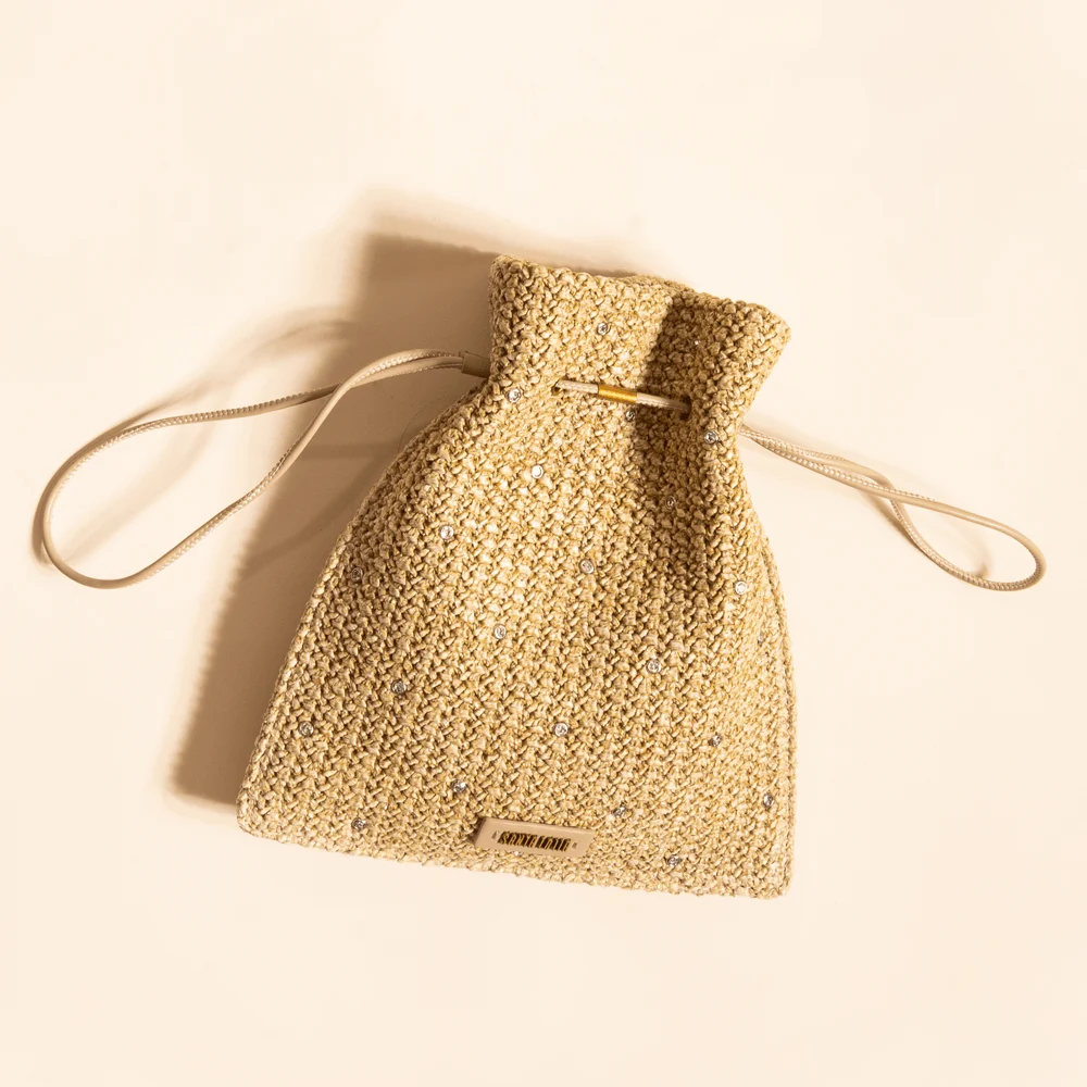 Bolsa Clutch Tramado Alça Transversal Bege Areia - vista 1 de 7