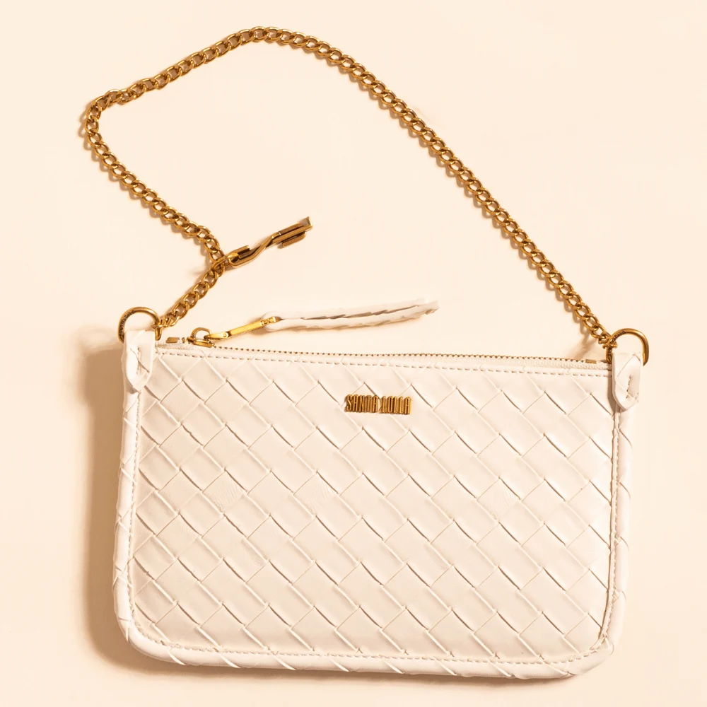 Bolsa Cluth Tressê Transversal Off White Marfim - vista 1 de 9