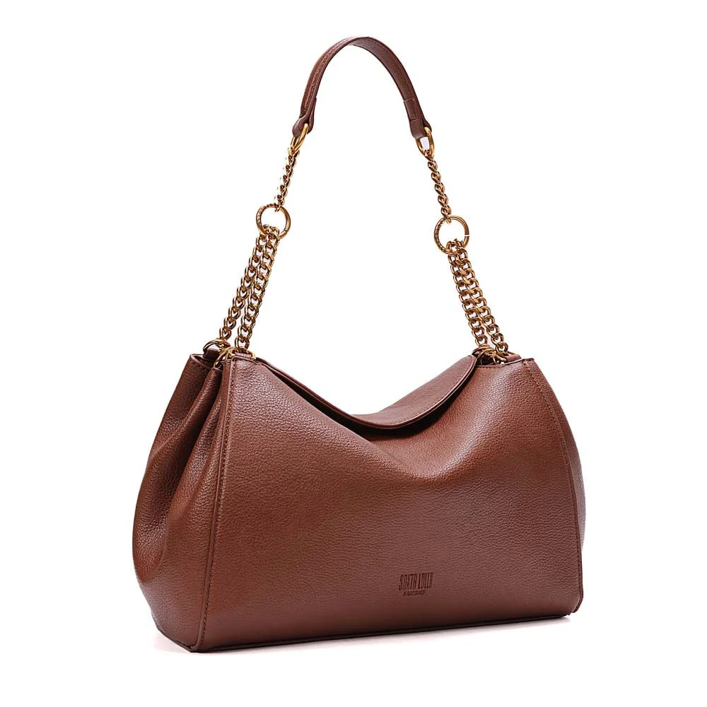 Bolsa Hobo Média Floater Alça De Ombro Corrente Marrom Safari - vista 2 de 7