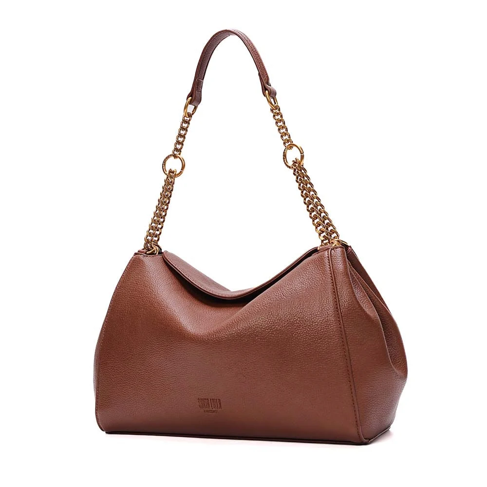 Bolsa Hobo Média Floater Alça De Ombro Corrente Marrom Safari - vista 3 de 7