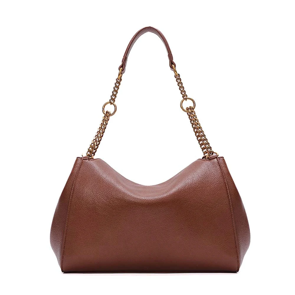 Bolsa Hobo Média Floater Alça De Ombro Corrente Marrom Safari - vista 5 de 7