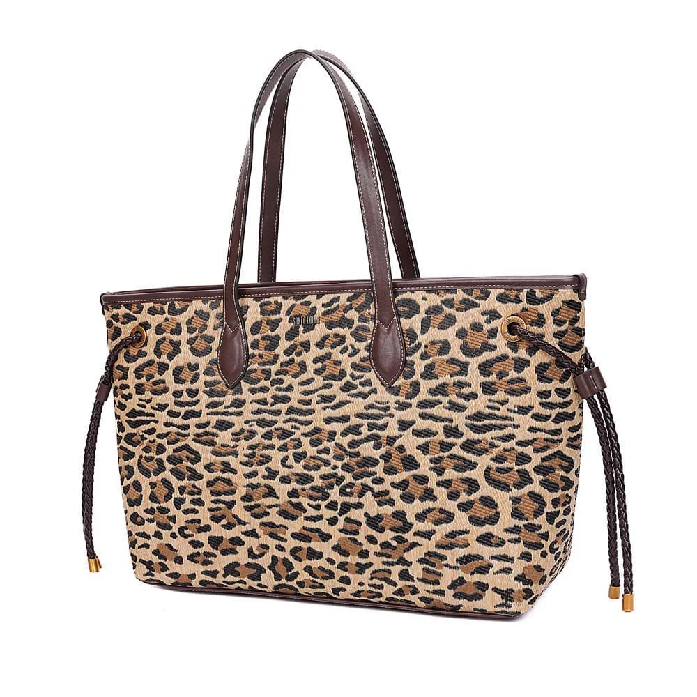 Bolsa Shopper Tramado Alça De Ombro Animal Print Onça - vista 3 de 7