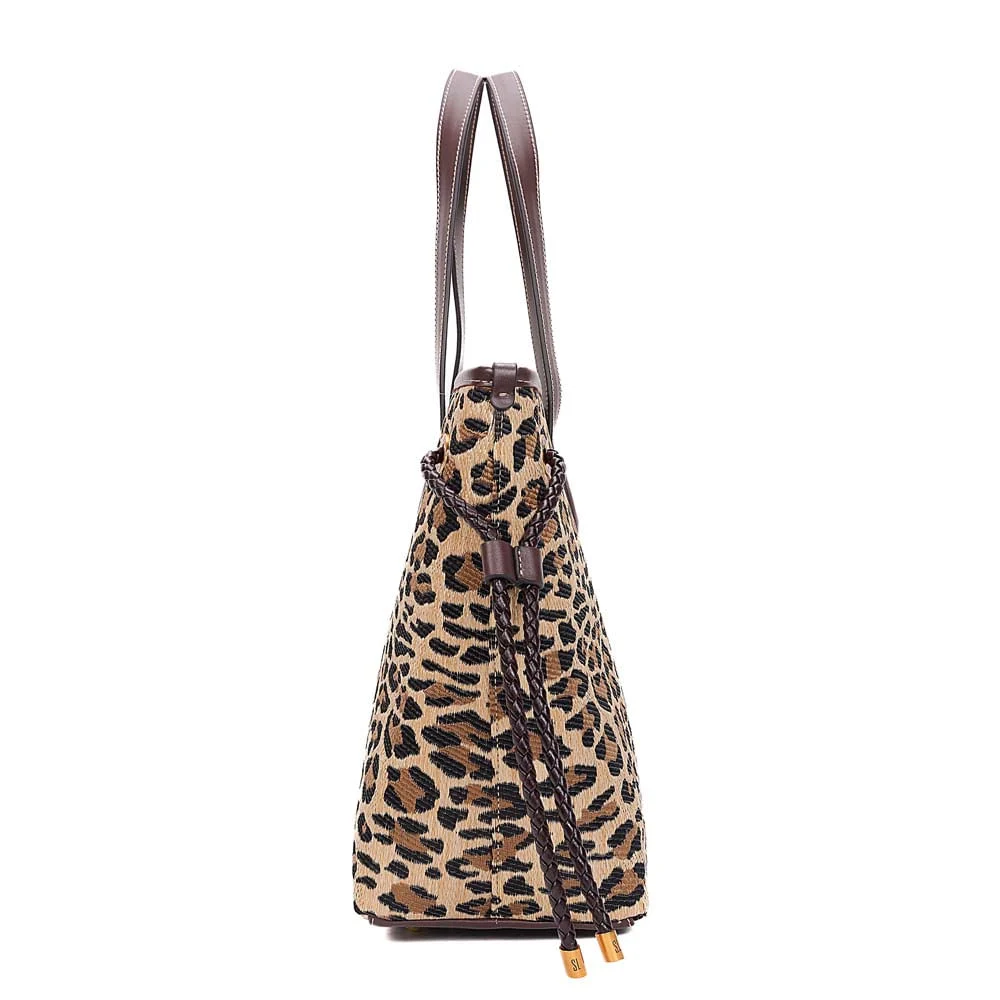 Bolsa Shopper Tramado Alça De Ombro Animal Print Onça - vista 4 de 7