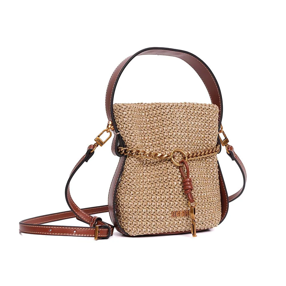 Bolsa Bucket Tramado Bege Areia Transversal - vista 2 de 7