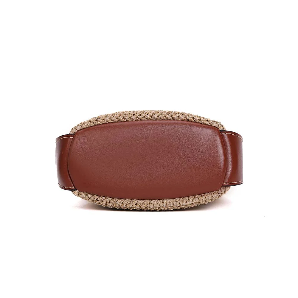 Bolsa Bucket Tramado Bege Areia Transversal - vista 6 de 7