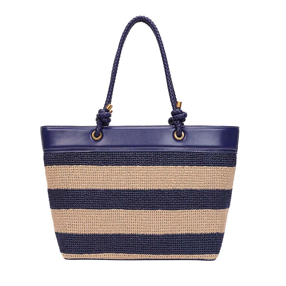 Bolsa Shopper Tramado Alça De Ombro Azul Navy - vista 5 de 8
