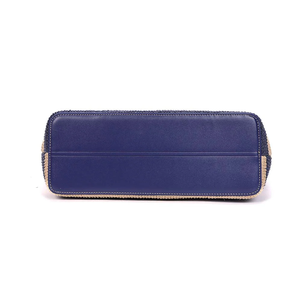 Bolsa Shopper Tramado Alça De Ombro Azul Navy - vista 6 de 8