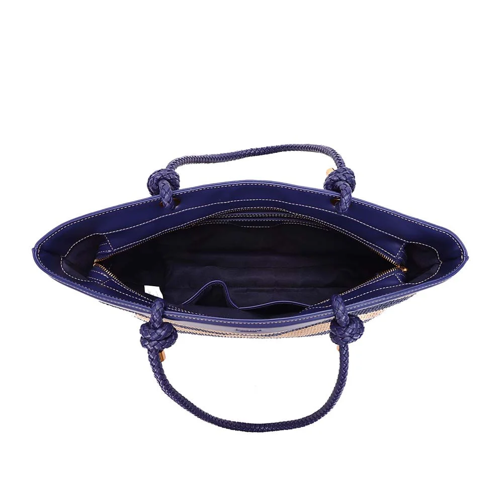 Bolsa Shopper Tramado Alça De Ombro Azul Navy - vista 7 de 8