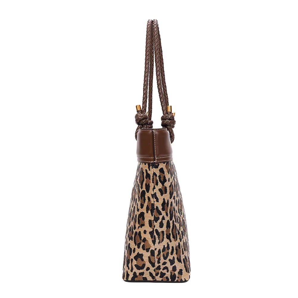 Bolsa Shopper Tramado Alça De Ombro Animal Print Onça - vista 4 de 7