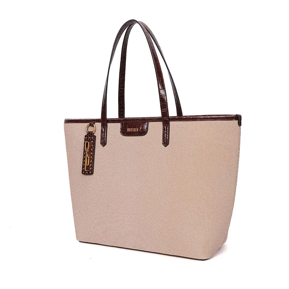Bolsa Shopper Canvas Alça De Ombro Bege Sand - vista 3 de 7