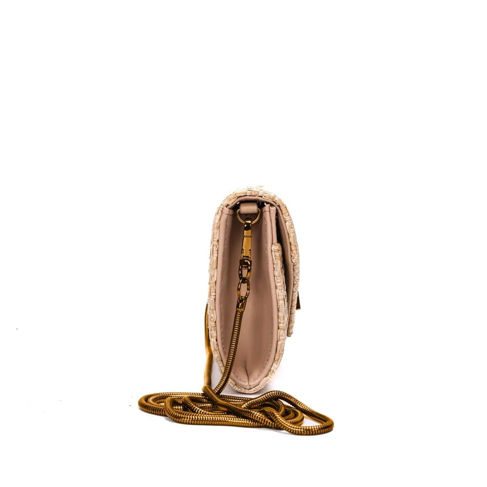 Bolsa Carteira Pequena Palha Transversal Bege - vista 4 de 7