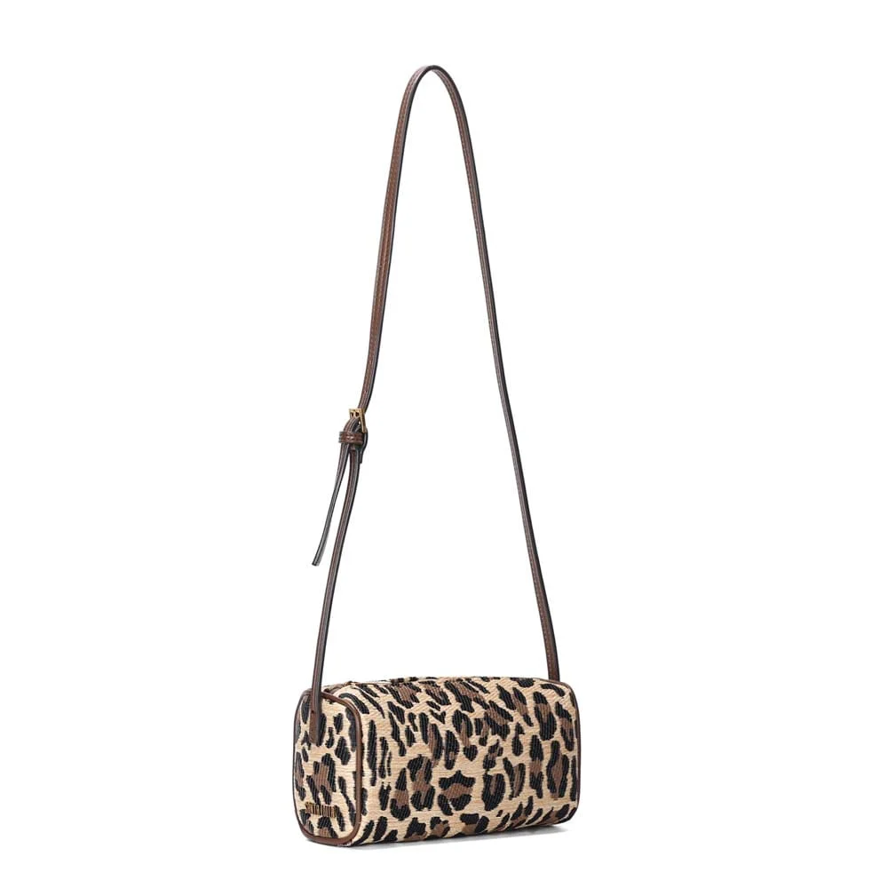 Bolsa Cilindro Tramado Onça Animal Print Transversal - vista 2 de 3
