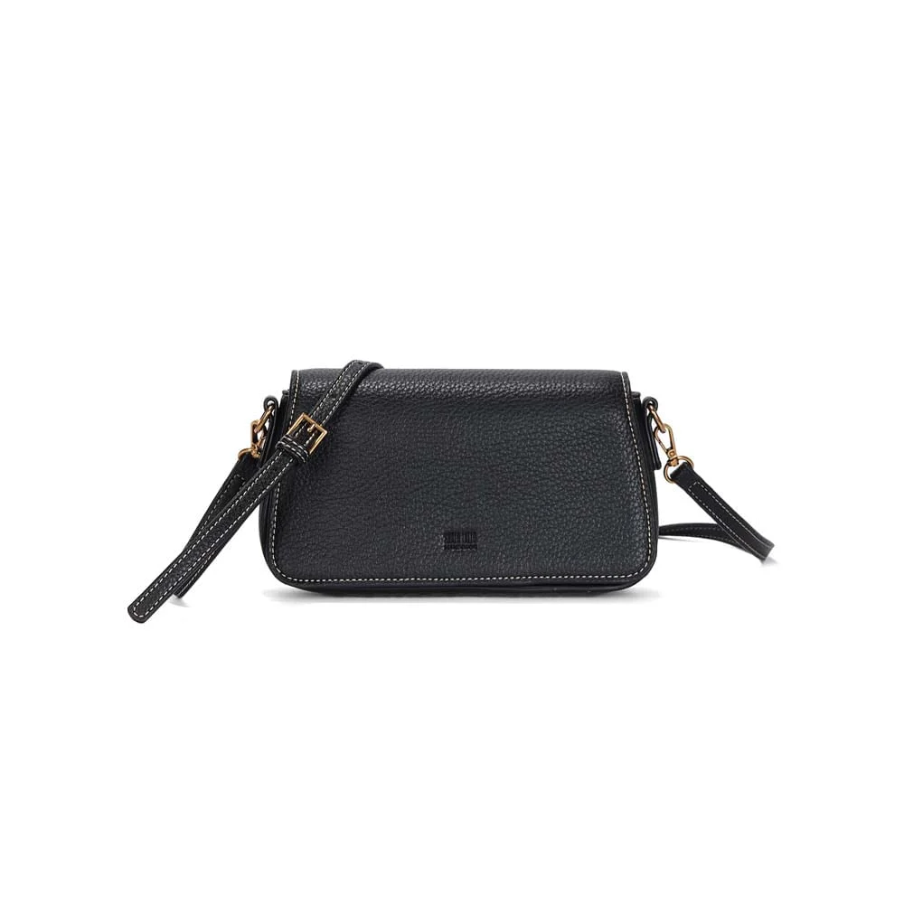 Bolsa Flap Tiracolo Pequena Floater Preta Pespontos - vista 1 de 4