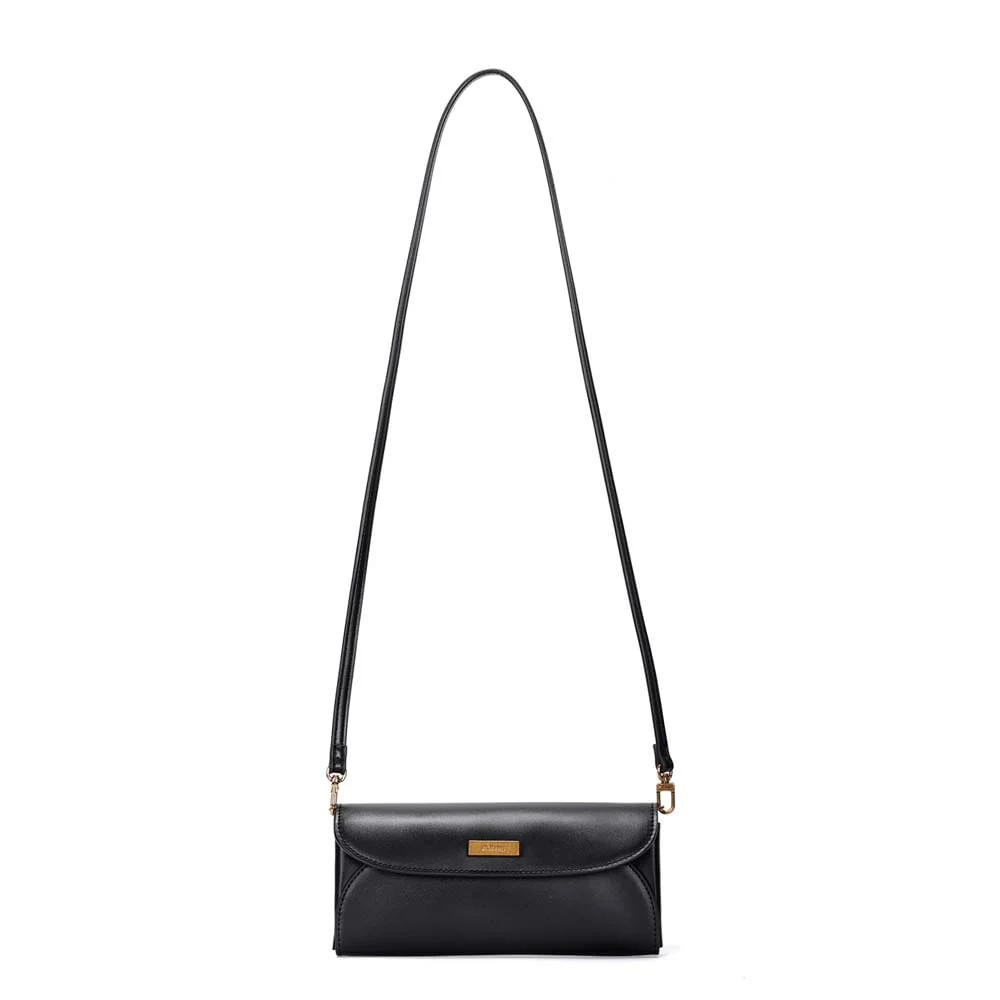 Bolsa Carteira Pequena Soft Liso Preto Alça Tiracolo - vista 1 de 3