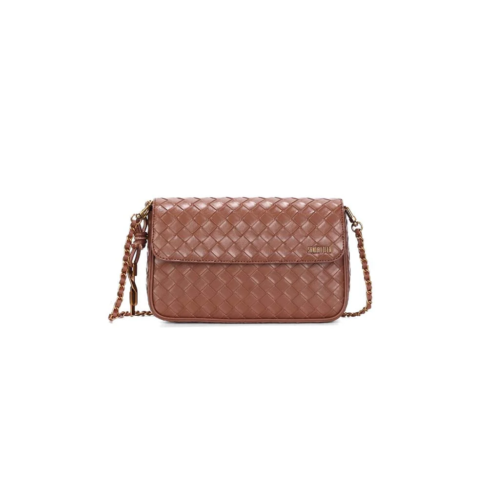 Bolsa Média Quadrada Tressê Terracota Alça Corrente - vista 1 de 3