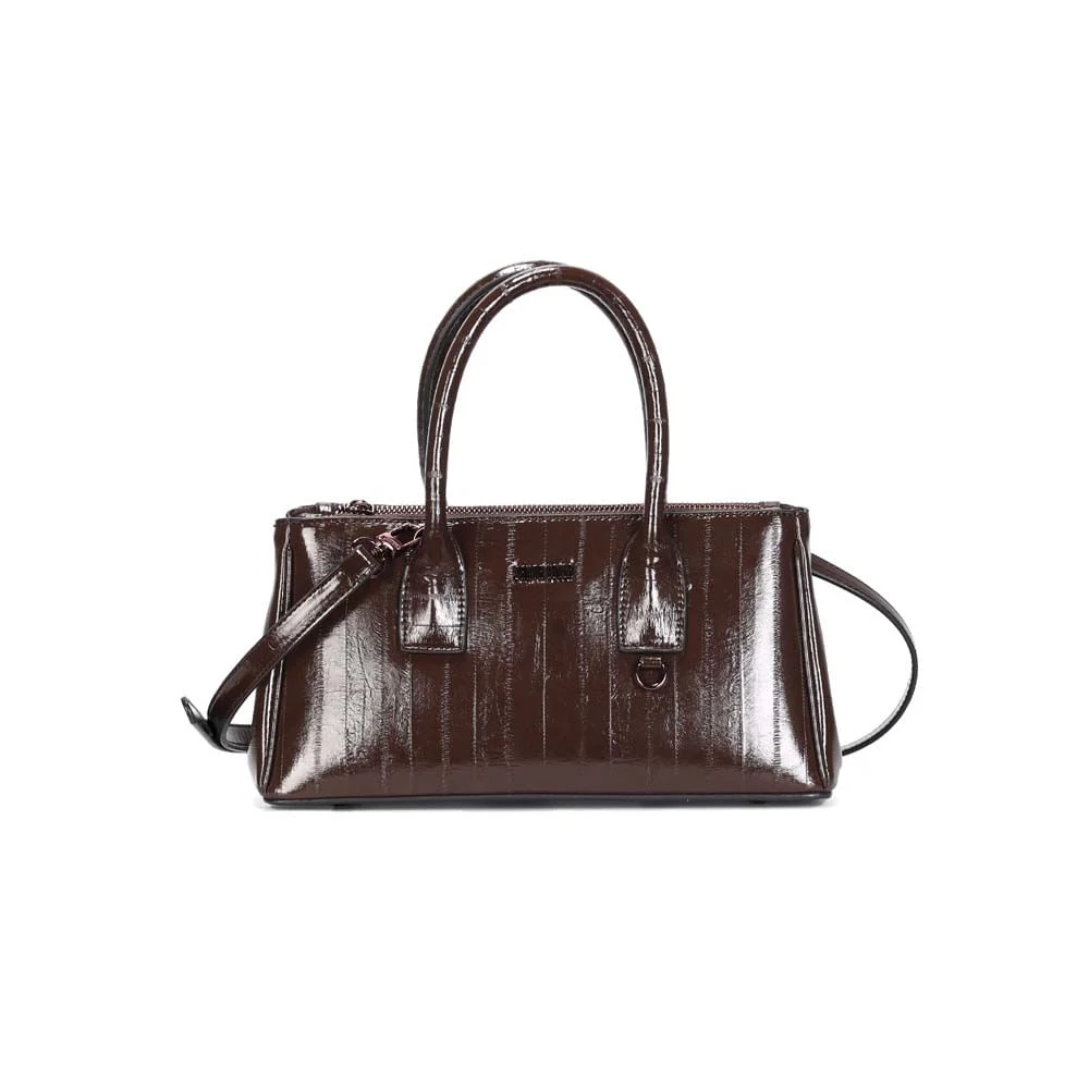 Bolsa Quadrada Pequena Enguia Marrom Dark Tiracolo - vista 1 de 2