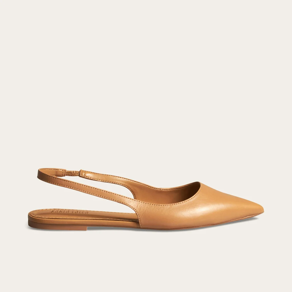 Sapatilha Slingback Couro Nobre Marrom Bico Fino - vista 1 de 2