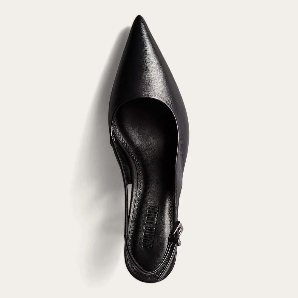 Scarpin Slingback Couro Salto Médio Geométrico Preto - vista 3 de 3
