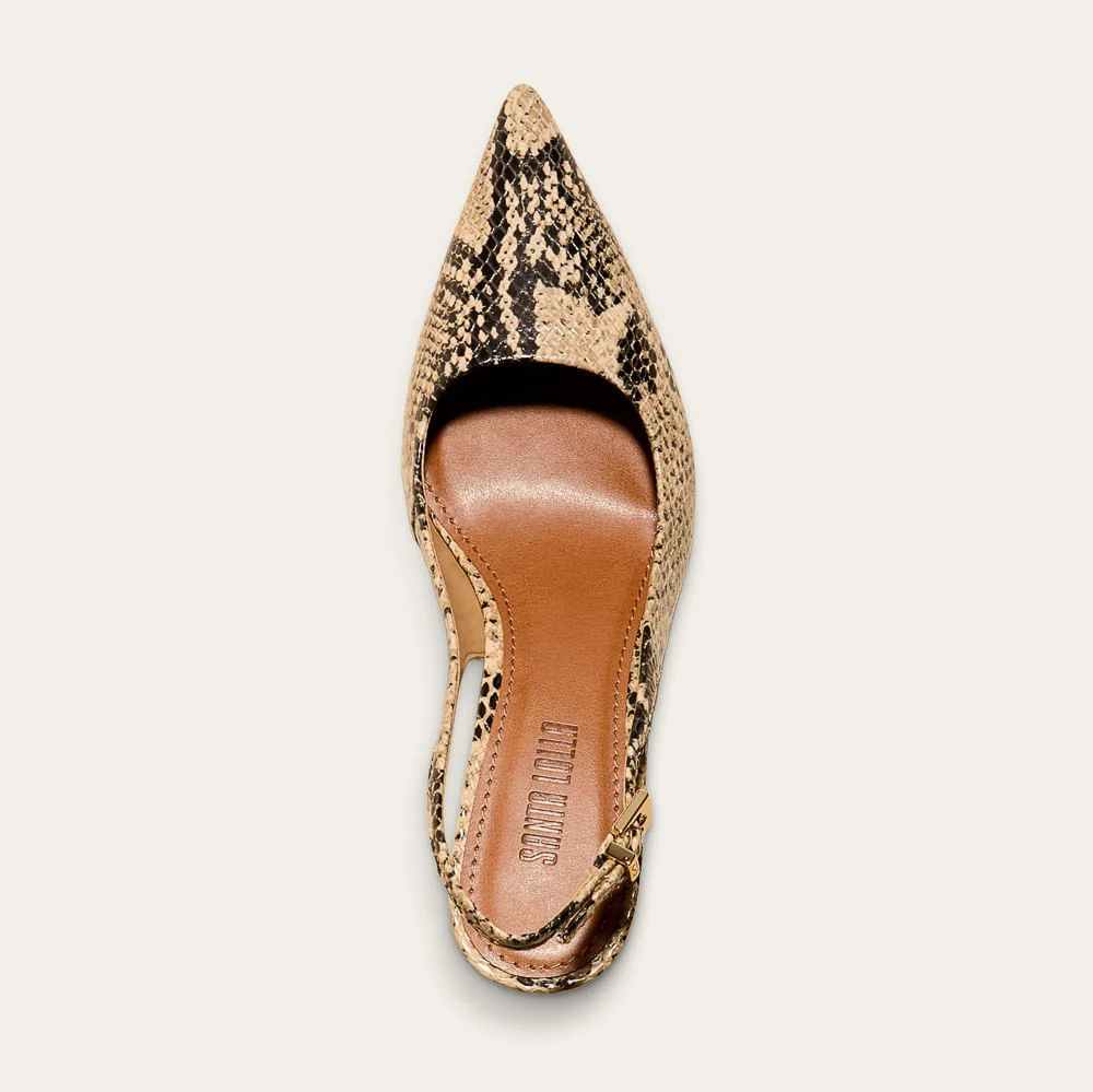 Scarpin Slingback Couro Animal Print Cobra Anabela - vista 3 de 3