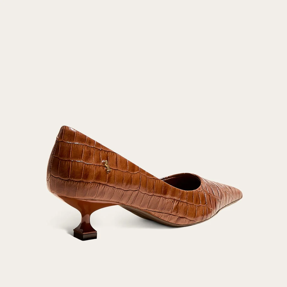 Scarpin Croco Italiano Terracota Salto Kitten - vista 2 de 3