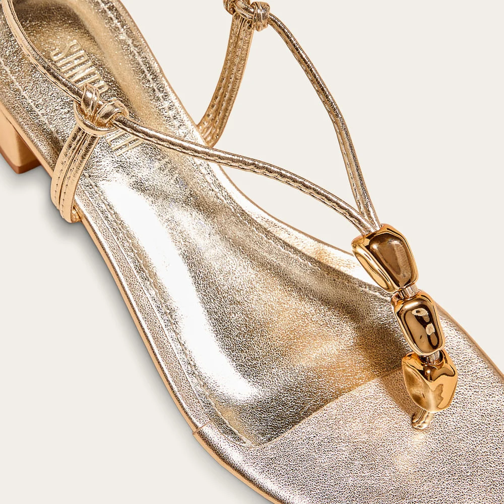 Sandália Metalizada Soft Salto Bloco Dourado Metal - vista 4 de 4